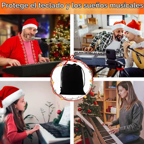 Vista 7 de Cubierta antipolvo para teclado de piano de 61 teclas, funda para teclado electrónico a prueba de suciedad con elástico duradero y bloqueo de cable