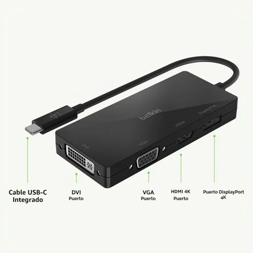 Vista 4 de Belkin Adaptador de video USB-C a VGA/DVI/HDMI/DP