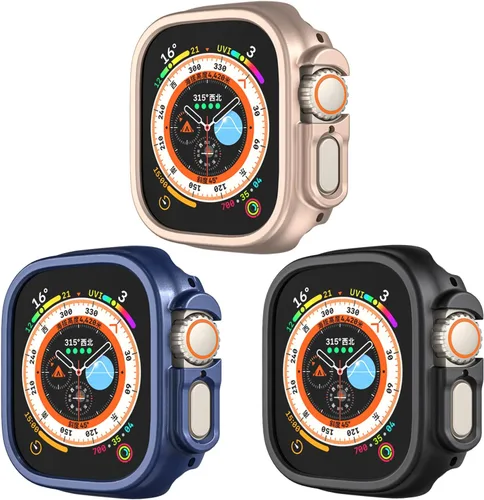 Vista 11 de Funda rígida de policarbonato compatible con Apple Watch Ultra 3/2/1 de 1.732 pulgadas, resistente a impactos, a prueba de golpes, con borde