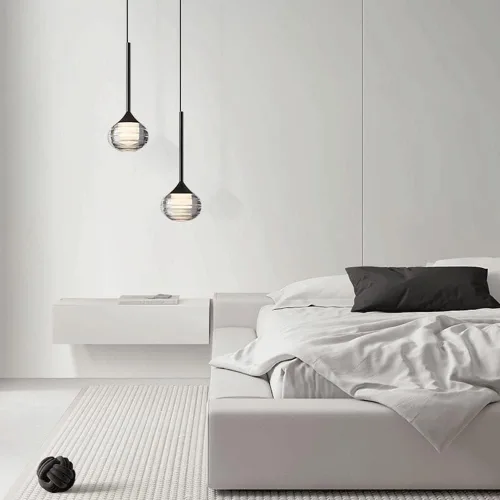 Vista 7 de Lámpara colgante de metal negro Mini lámpara colgante esférica con pantalla de bola de vidrio moderna 12W regulable Lámparas de suspensión nórdico