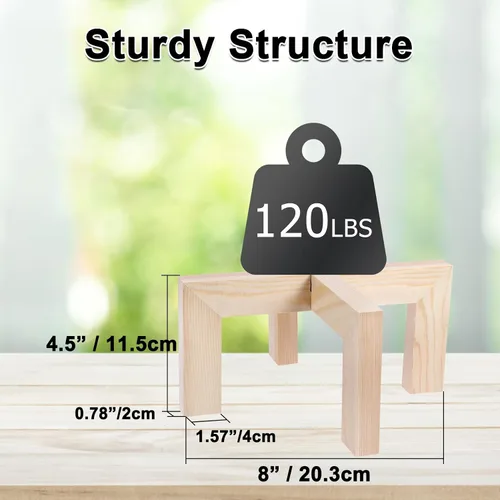 Vista 4 de Vigordream Soporte para plantas, soporte de madera para interiores y exteriores, soporte para macetas individuales, soportes resistentes