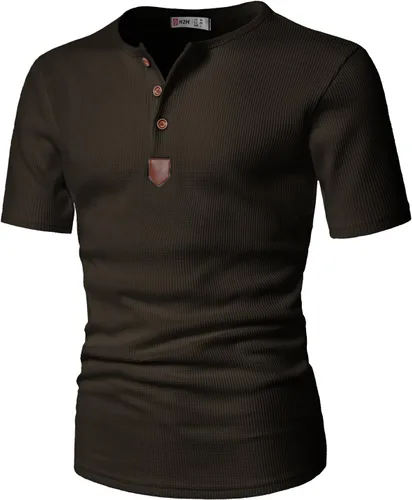 Vista 2 de H2H Mens Casual Slim Fit Basic Henley Tee Shirts Short Sleeve