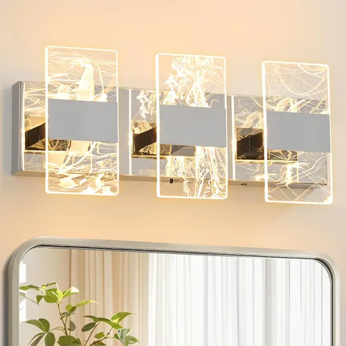 Vista 11 de Moderna lámpara LED de baño, regulable, 2 luces, color negro, 5CCT, ajustable, luces de tocador sobre el espejo, luces LED de acrílico ahumado