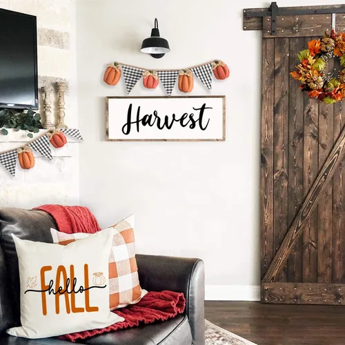 Vista 3 de Fundas de almohada de 18 x 18 pulgadas con texto en inglés "Hello Fall", decoraciones de otoño con texto en inglés "Hello Pumpkin", fundas