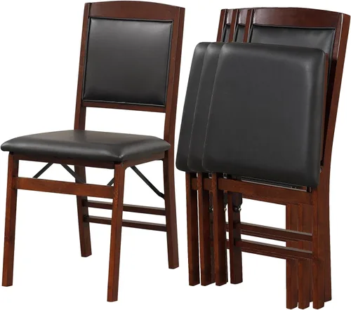 Vista 17 de COSTWAY Juego de 2 sillas de comedor plegables de madera maciza con asiento Marrón y listón