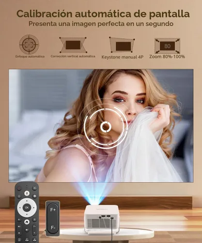 Vista 4 de Magcubic HY300GT - Miniproyector con WiFi y Bluetooth, proyector portátil inteligente compatible con 260 ANSI y 2K, enfoque automático y corrección