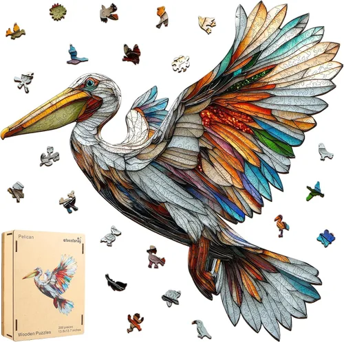 Vista 19 de Qiuenisray Rompecabezas de madera de 200 piezas, rompecabezas de colibrí de vidrieras
