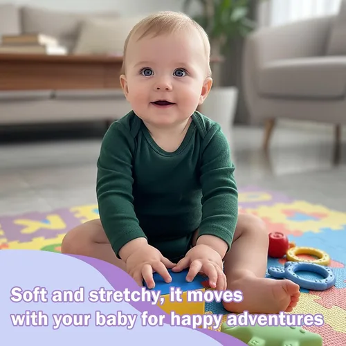 Vista 15 de DEFAHN Paquete de 2 mamelucos unisex para bebé, viscosa súper suave de bambú, unicolor de manga larga para bebés niños y niñas