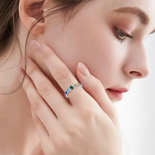 Vista 5 de AOBOCO Anillo de chakra para mujer, plata de ley 925, cristales curativos, joyería para niñas, mamá, hija
