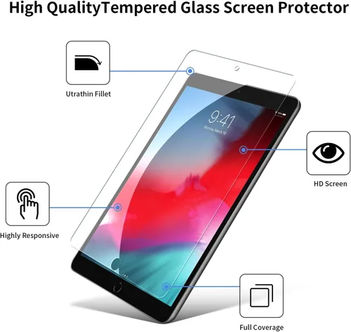 Vista 3 de Paquete de 2 protectores de pantalla para iPad Pro 10.5 Película de vidrio templado transparente resistente a los arañazos compatible con iPad Air