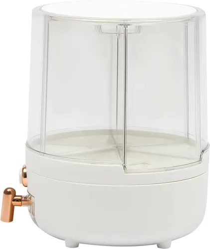 Vista 2 de Dispensador de arroz, dispensador de cereales giratorio de 360° con tapa, organizador de almacenamiento de granos para encimera de cocina, alimentos