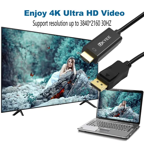 Vista 9 de Paquete de 2 cables DisplayPort a HDMI 4K de 6 pies, cable macho a