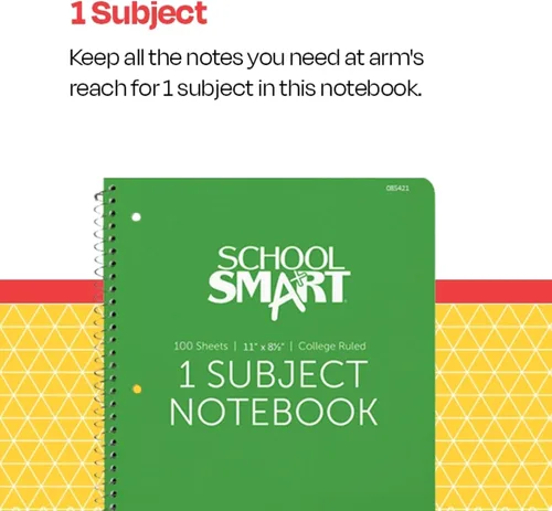 Vista 6 de School Smart Cuaderno de espiral no perforado de 1 materia, 100 hojas, 11 x 8-1/2 pulgadas