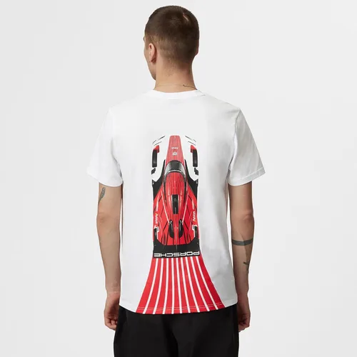 Vista 4 de Porsche Penske Motorsport Graphic Camiseta Blanca 100% cotton, Logo print on chest, Stripe and car prints on back