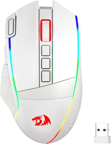 Vista 13 de Redragon M810 Pro - Mouse inalámbrico para juegos, 10000 DPI con cable/inalámbrico con llave de fuego rápido, 8 botones macro, capacidad