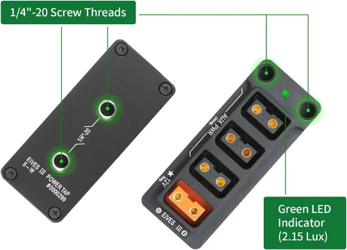 Vista 4 de Divisor D-Tap compacto regulado de 12 V, concentrador de alimentación P-Tap de 4 puertos para batería de montaje en V, distribuidor de cable