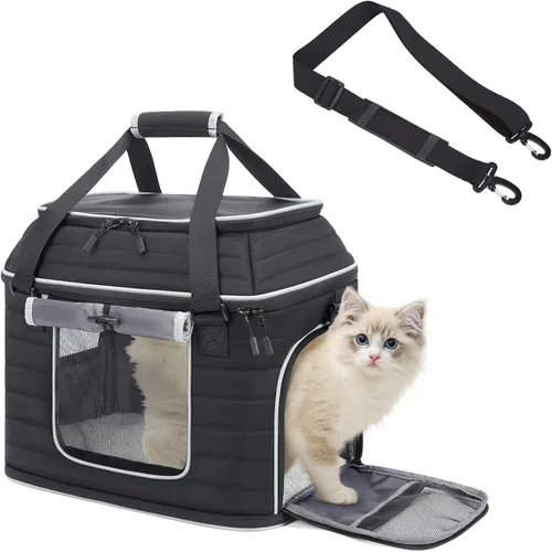 Vista 9 de Transportador expandible para perros y gatos: transportador de mascotas de lados suaves aprobado por aerolíneas, grande, pequeño, mediano, plegable