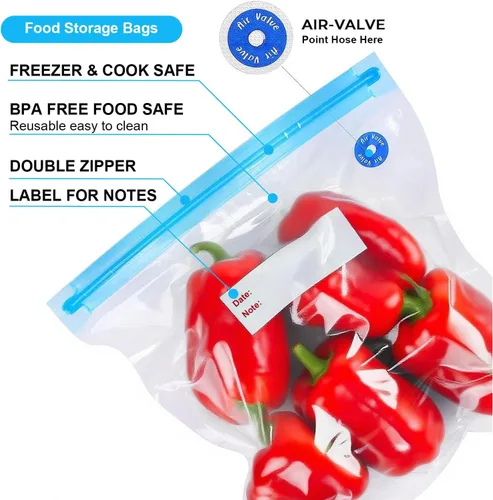 Vista 3 de Bolsas selladoras al vacío reutilizables sin BPA (8 x 9 pulgadas, 10 x 11 pulgadas, 10 x 13 pulgadas)