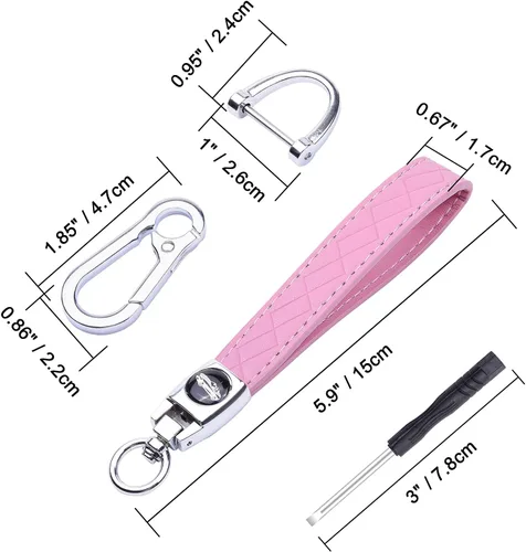 Vista 6 de Wisdompro Llavero de cuero de microfibra para automóvil, llavero universal de cuero con 3 llaveros y 1 destornillador para hombres y mujeres