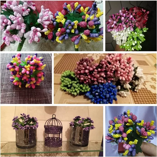 Vista 5 de ECYC Ltd 12 estambres de flores artificiales, tallos de bayas artificiales, flores de bayas artificiales para manualidades, decoración de bodas