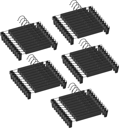 Vista 13 de NORTHERN BROTHERS Perchas para pantalones con clips, paquete de 30 perchas para falda de color negro resistentes para mujeres, hombres, niños