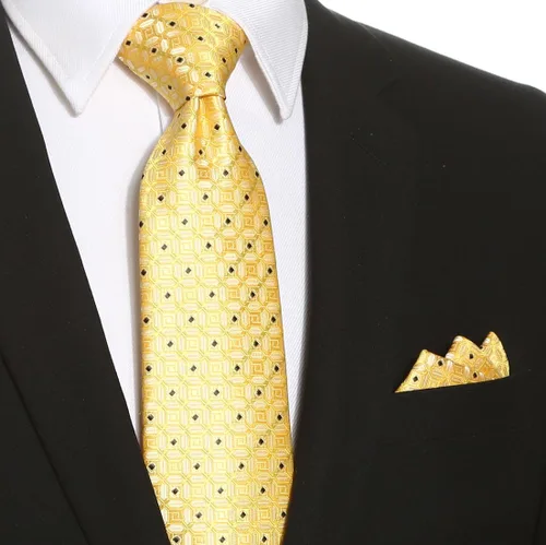 Vista 44 de KissTies Mens Checkered Tie Set Solid Color Festive Necktie + Pocket Square