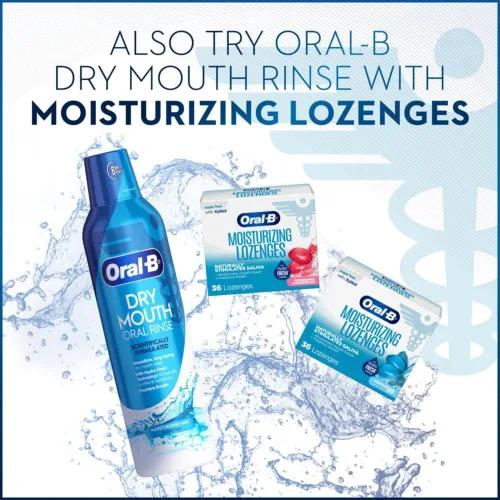 Vista 8 de Oral-B Enjuague bucal con enjuague bucal Dry Mouth Hydrizing Mint, 16 Fl Oz