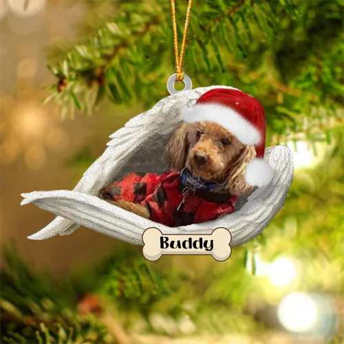 Vista 39 de Afghan Hounds - Adorno de Navidad con alas de ángel durmiente, recuerdo personalizado para perros 2024, adorno de forma acrílica, regalos