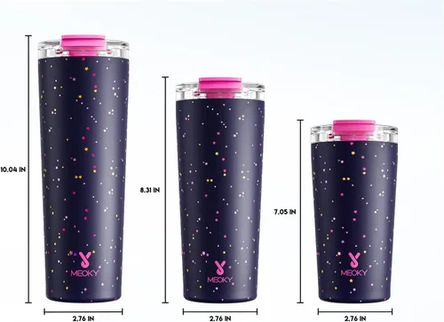 Vista 3 de Meoky - Taza de café de viaje aislada de 24 onzas: tapa a prueba de fugas, polvo de estrellas de ciruela