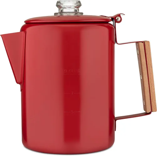 Vista 8 de COLETTI Bozeman Blue Percolator Cafetera — Cafeteras de Camping — La Percoladora Favorita para Camping — SIN Aluminio o Plástico [9 tazas, Azul]