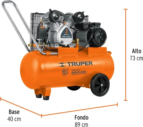 Vista 3 de TRUPER COMP-60LB Compresor de aire lubricado con aceite de 16 galones. Herramienta eléctrica de 120 voltios. 1 paquete