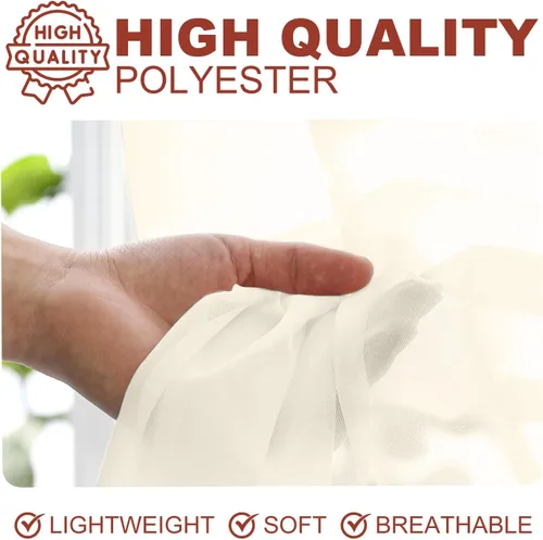 Vista 3 de YHSF Cortinas traslúcidas – Juego de 2 paneles para decoración del hogar – Elegantes cortinas de gasa sólida con bolsillo para barra