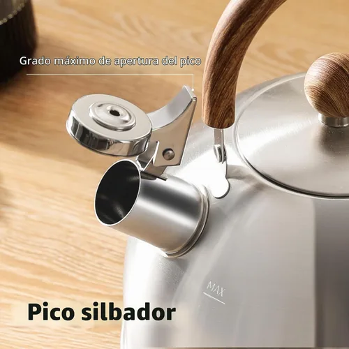 Vista 7 de Tetera de acero inoxidable 18/8 de 2.1 cuartos de galón para estufa