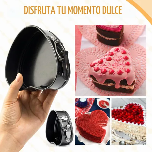 Vista 7 de TXIN Love - Molde desmontable en forma de corazón, mini molde antiadherente de acero al carbono de 4 pulgadas, molde para hornear, queso, pan