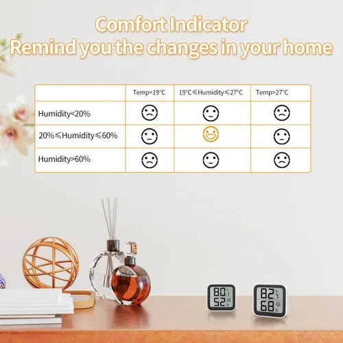Vista 4 de NOKLEAD Termómetro Medidor de Humedad Interior Mini Higrómetro Monitor Dispositivo de Medición de Temperatura de Habitación con Icono de Cara