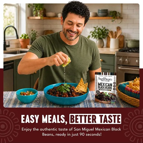 Vista 9 de San Miguel Microondas Frijoles Negros Mexicanos, 0.56 oz de Proteína