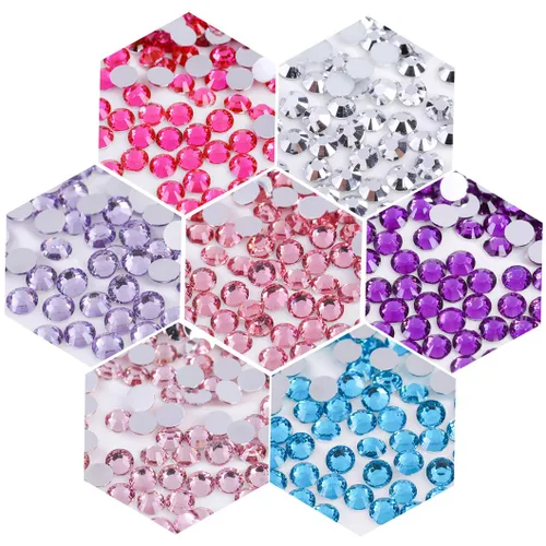 Vista 4 de 3000 unidades de diamantes de imitación termoadhesivos SS6 de 2mm con parte posterior plana, gemas de cristal de vidrio transparente redondas