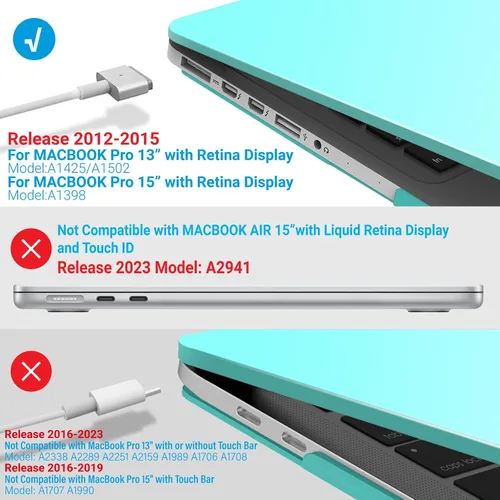 Vista 144 de IBENZER - Compatible con Funda para MacBook Pro de 13 Pulgadas 2015 2014 2013 Finales 2012 A1502 A1425, Carcasa Rígida con Cubierta para Teclado