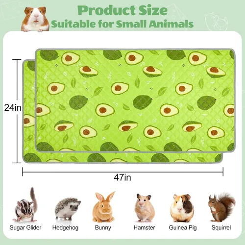 Vista 6 de 2 paquetes de ropa de cama para conejillo de indias, forro lavable para jaula de conejillo de indias, tapete reutilizable para conejillo de indias
