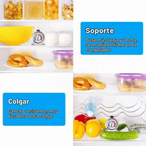 Vista 5 de Termómetro de acero inoxidable para nevera, paquete de 4, termómetros de congelador de esfera grande con indicador rojo para el hogar, cocina