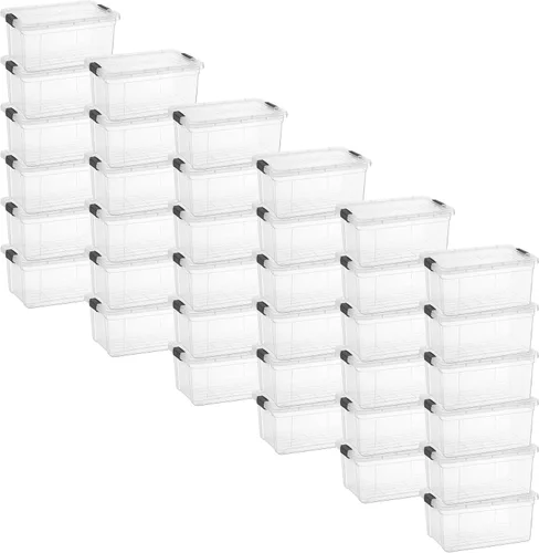 Vista 90 de Superio Mini contenedor de almacenamiento de plástico para crayón, suministros de arte y estuche de costura, organizador pequeño apilable