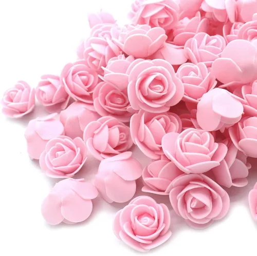Vista 9 de D-Seven Flores artificiales, 100 unidades, mini rosas de espuma para manualidades, ramos de boda, centros de mesa de baby shower, arreglos florales