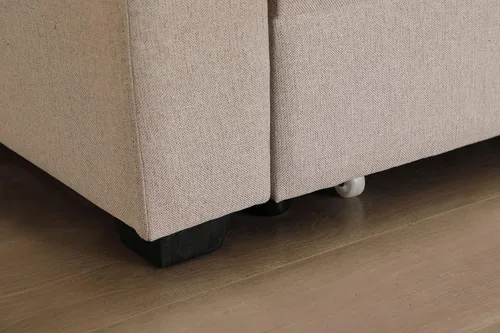 Vista 5 de Sofá modular modular de poliéster de 3 plazas, sofá modular reversible con almohada, sofá en forma de L, sofá convertible para sala de estar Beige