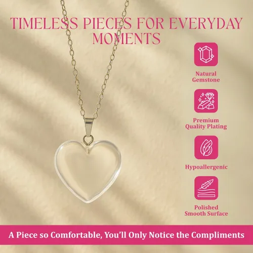 Vista 80 de Gempires Love - Collar con colgante de cristal de corazón para mujer, chapado en plata, cadena ajustable de 18 + 2 pulgadas