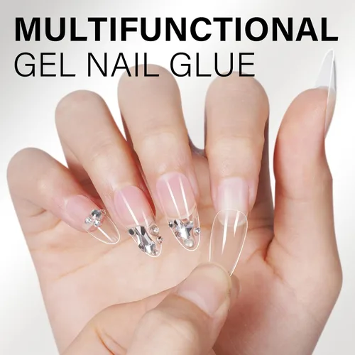 Vista 6 de AILLSA - Pegamento de uñas de gel para puntas de uñas, pegamento de gel súper fuerte y sólido 15g, pegamento de uñas acrílicas postizas