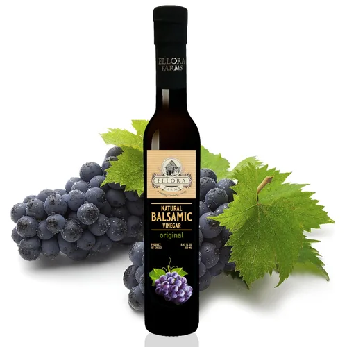 Vista 13 de Ellora Farms, Vinagre balsámico con infusión de jarabe de dátil, espeso, cremoso y envejecido en barrica, sin conservantes, botella de vidrio, 8.45