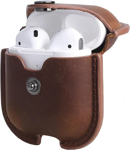 Vista 17 de MODOS LOGICOS Funda de carga de cuero para AirPods 1/2, cierre rápido seguro compatible con Apple AirPods 1/2 Generación - Negro