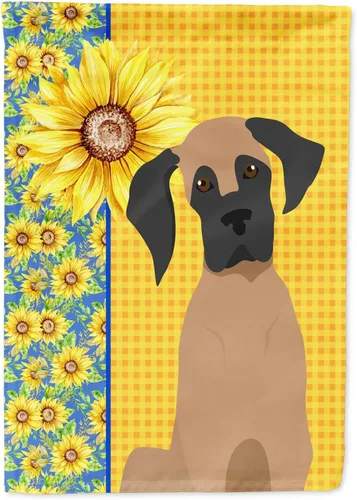 Vista 271 de Caroline's Treasures WDK5313GF Bandera de jardín con diseño de girasoles de verano, color negro y tostado, Airedale Terrier para buzón, bandera