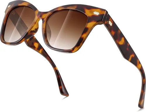 Vista 8 de FEISEDY Lentes de sol polarizados de moda, marco retro de gran tamaño para mujer, protección UV400, B0009