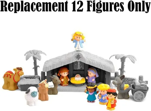 Vista 5 de Piezas de repuesto para Fisher Price Little People Christmas Story - J2404 ~ figuras de camello, burros, ovejas, sabios, María, José, ángel, bebé